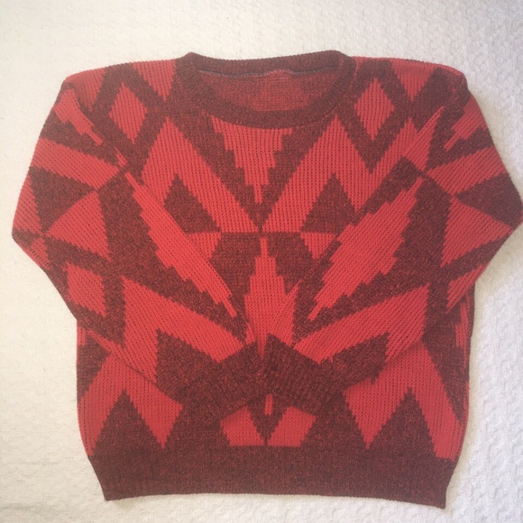 Red Printed Grandpa Sweater - Picture 2 of 2